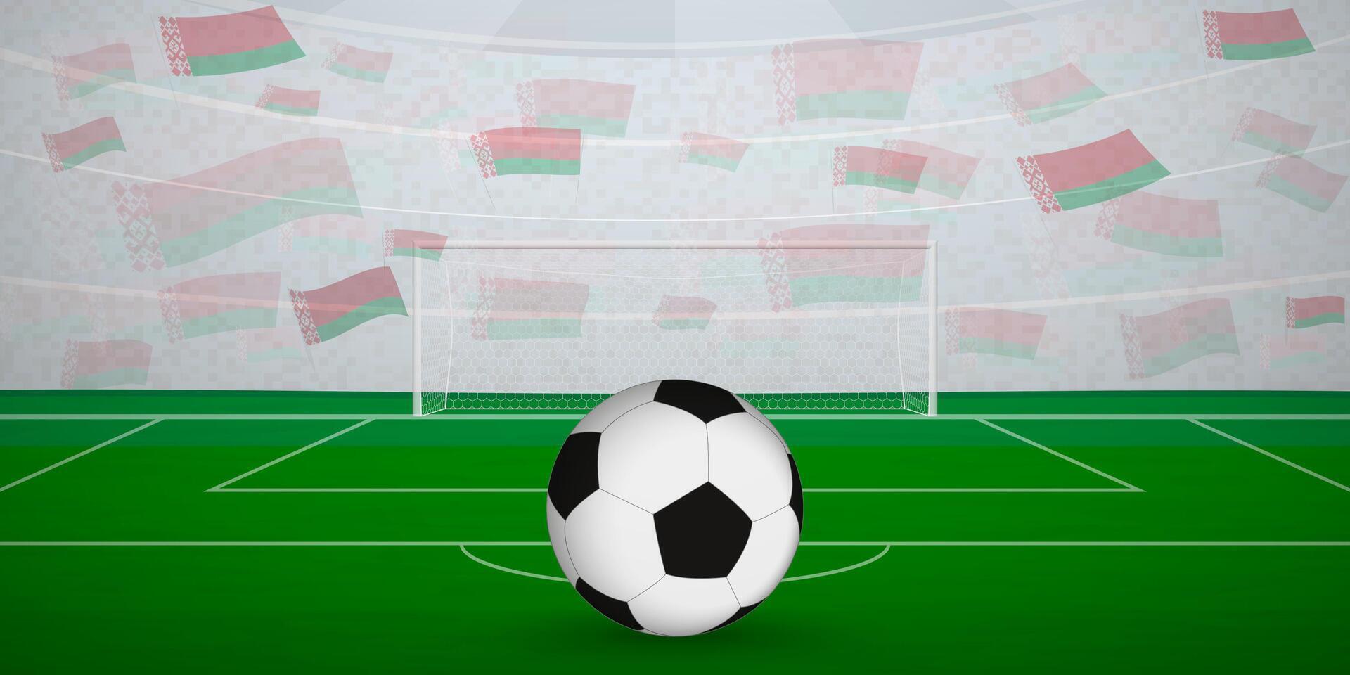 Belarusian Football Arena Full of Fans with National Flags, Sports Event Illustration. vector