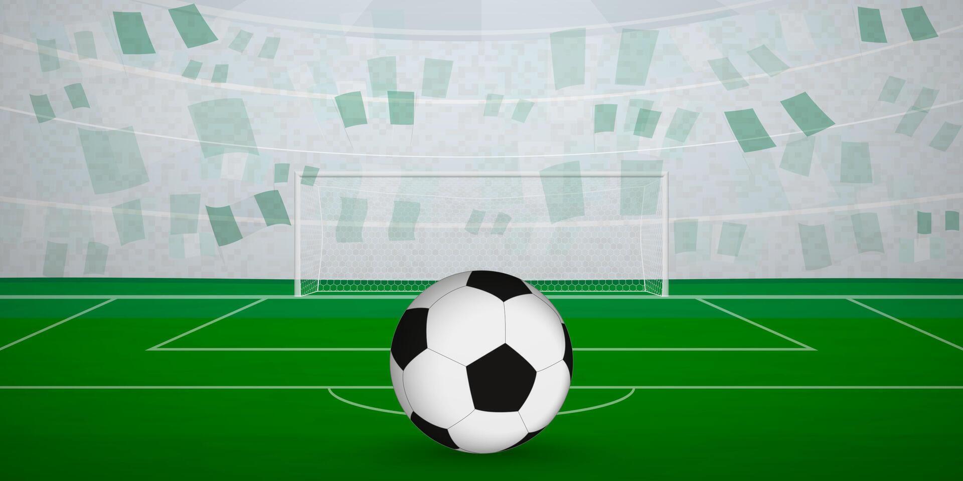 Nigerian Football Arena Full of Fans with National Flags, Sports Event Illustration. vector