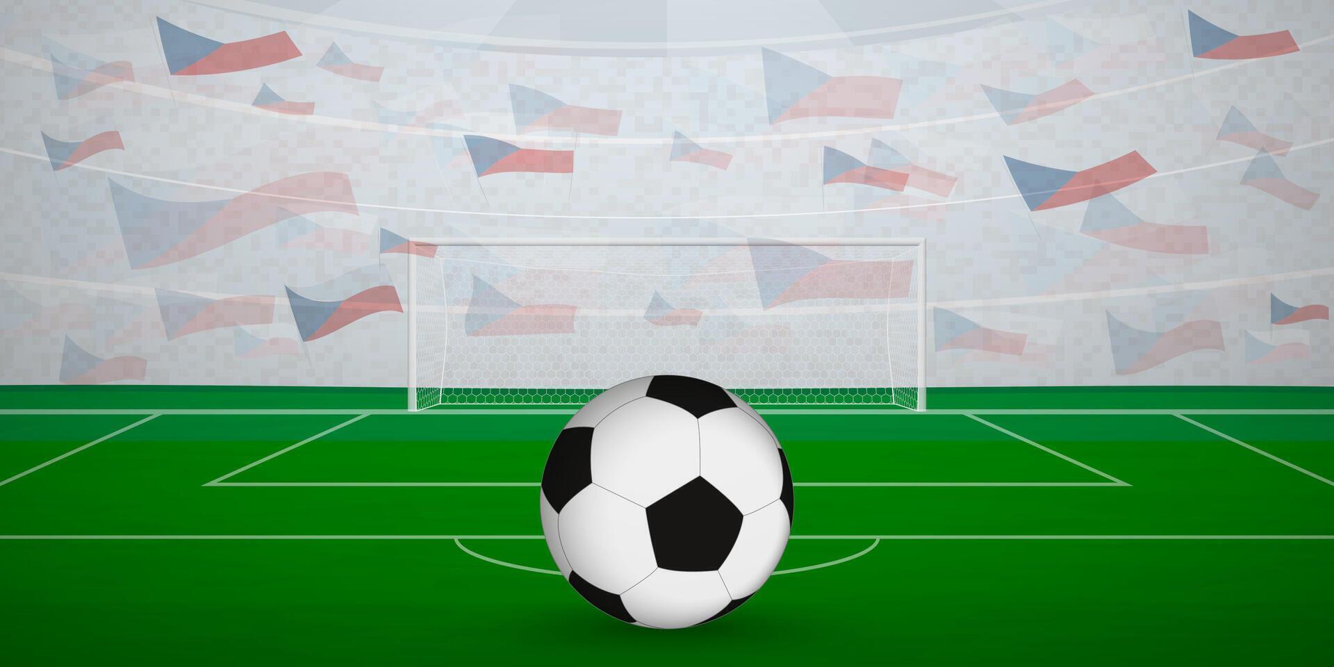 Czech Football Arena Full of Fans with National Flags, Sports Event Illustration. vector
