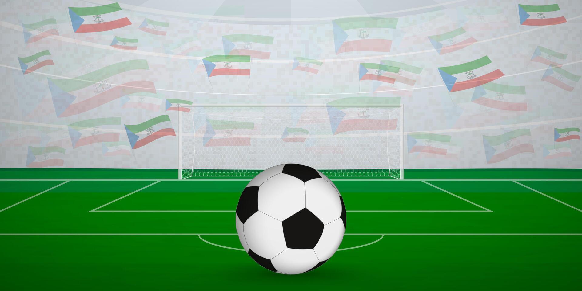 Equatoguinean Football Arena Full of Fans with National Flags, Sports Event Illustration. vector