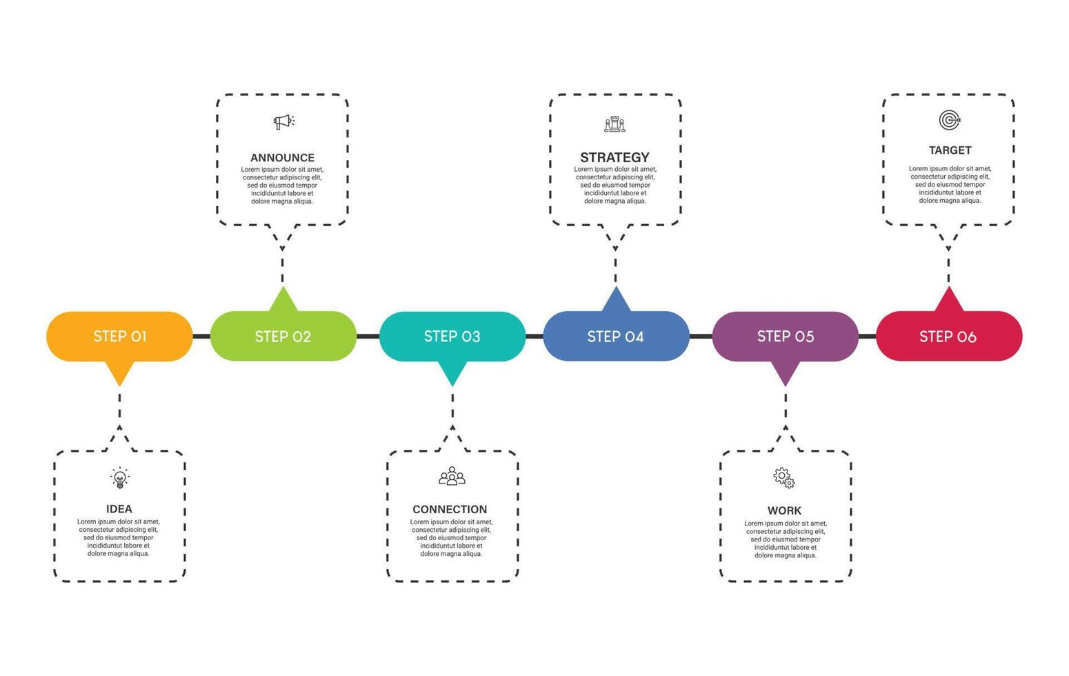 Steps business data visualization timeline process infographic template design AH vector