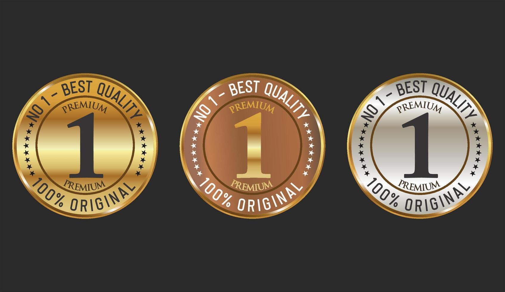 Three premium quality badges vector