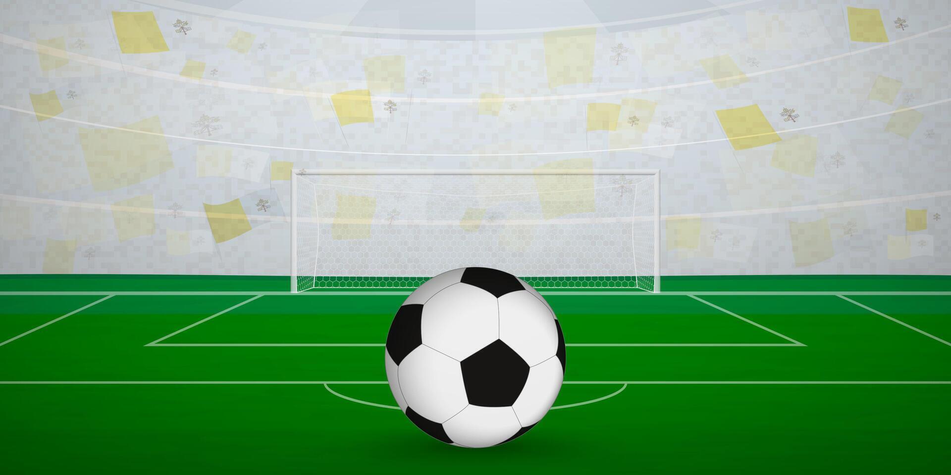 Vatican Football Arena Full of Fans with National Flags, Sports Event Illustration. vector