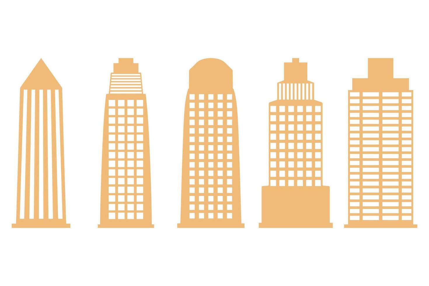Stylized Skyscraper Building Icon Set Design vector