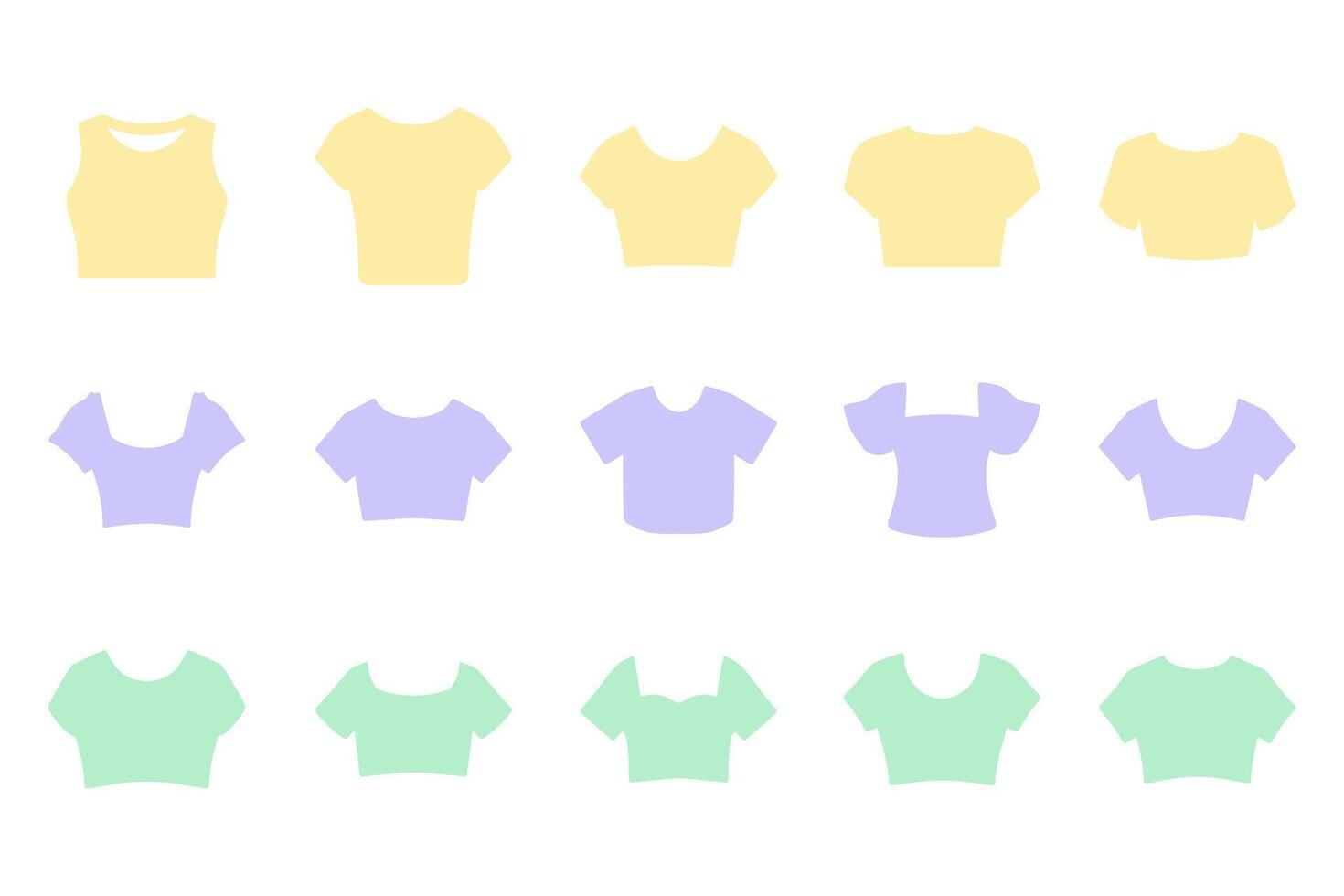 Simple Crop Top Icon Set vector