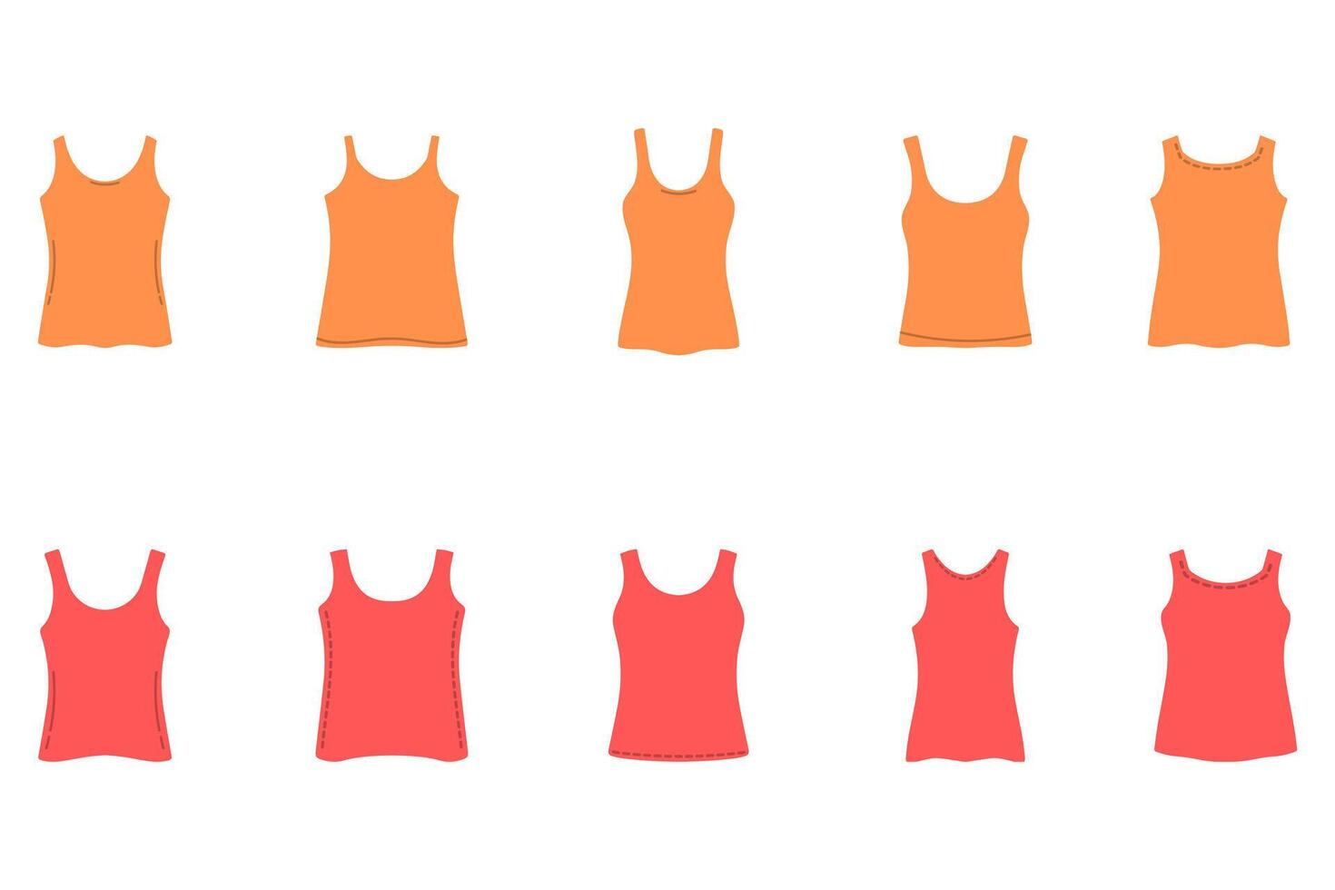 Sleeveless Tank Top Icon Set vector