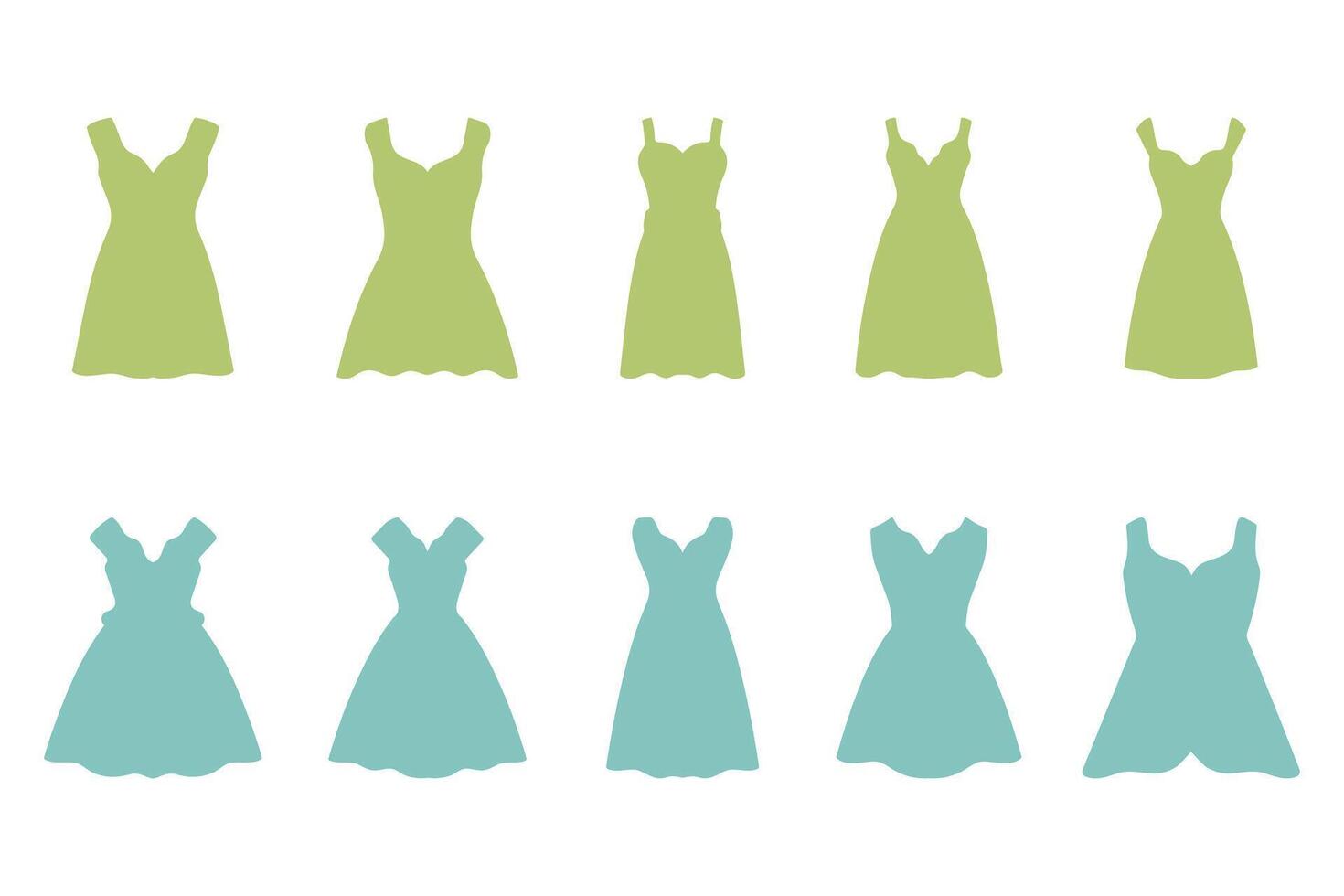 Collection of Wedding Dress Icon Set Design vector