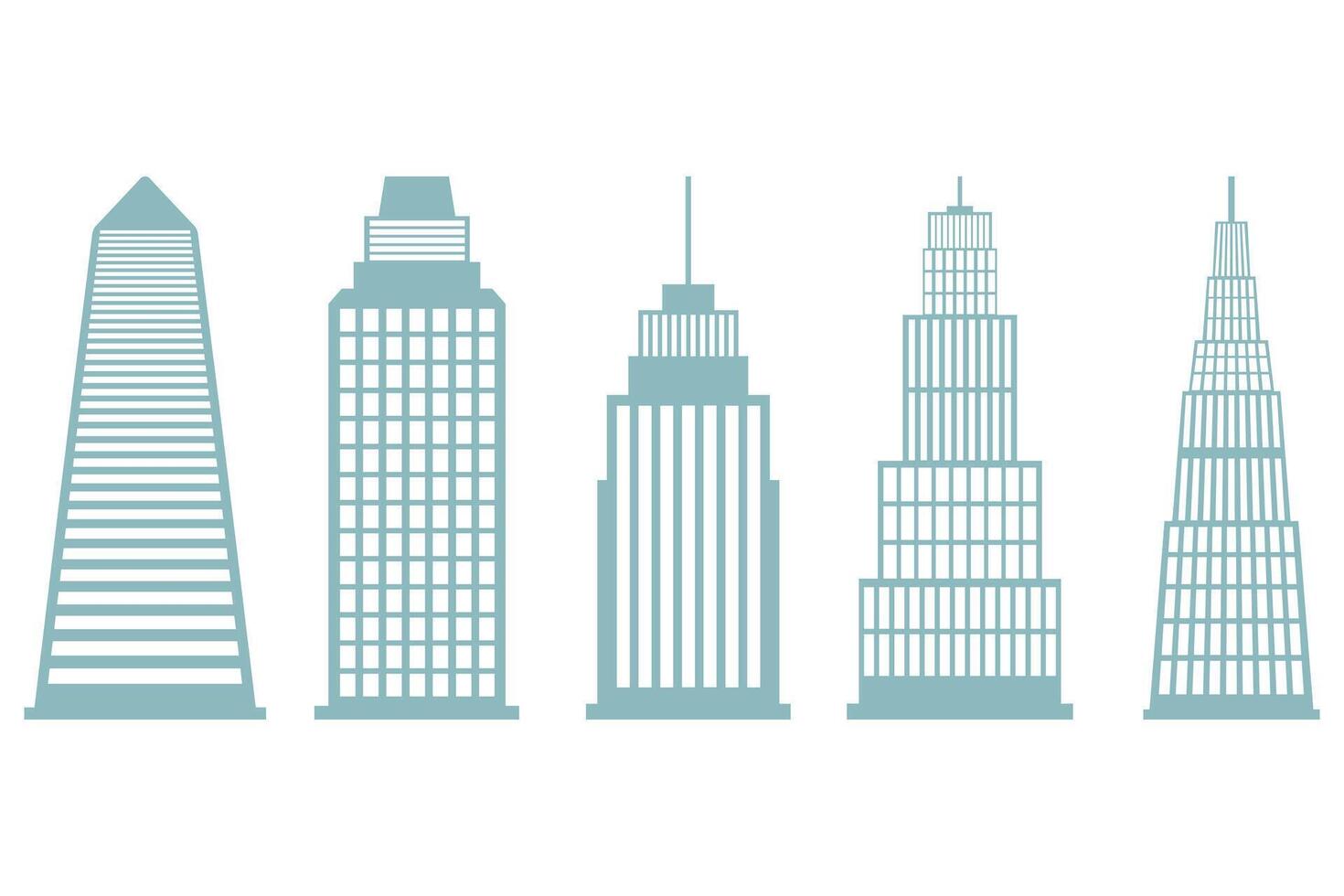 Skyscraper Building Icon Set Design in Various Styles vector