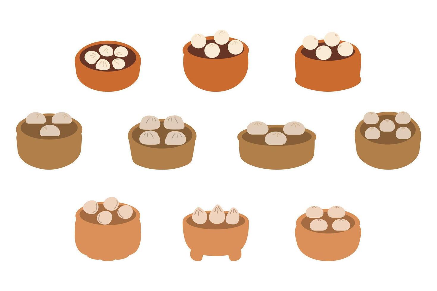Steamed Soup Dumplings Illustration Set vector