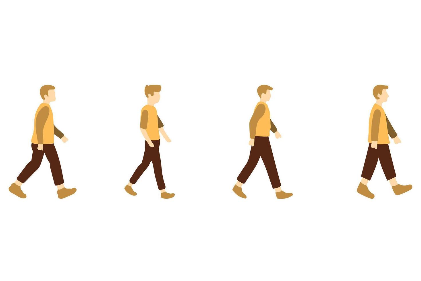 Stylized Man Walking Illustration Set Design vector