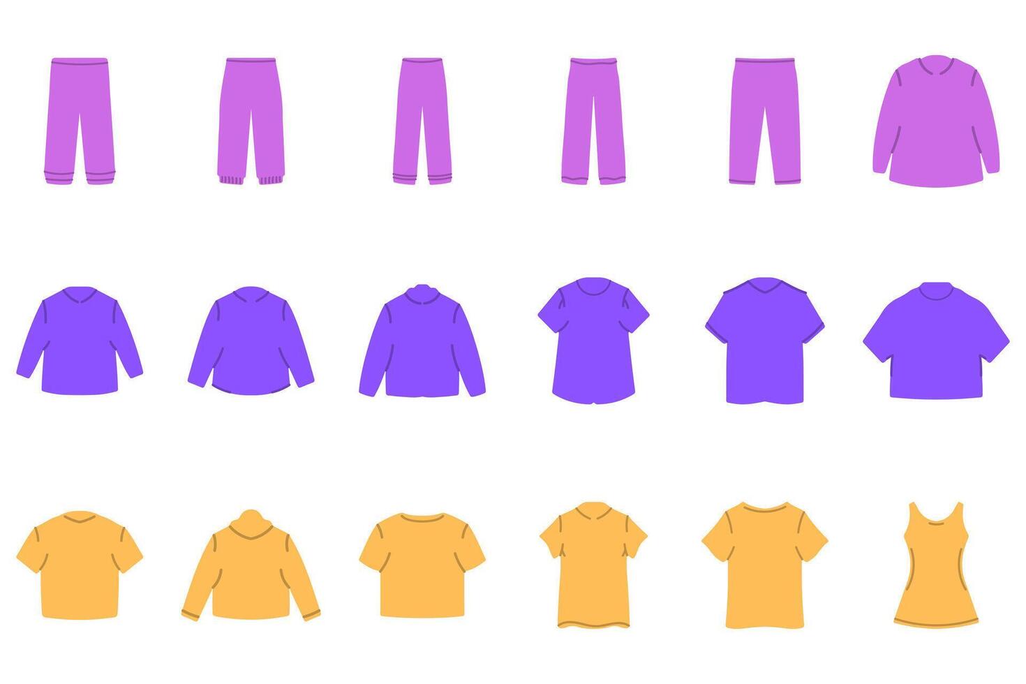 Collection of Simple Clothes Icon Set. Fashion Design vector