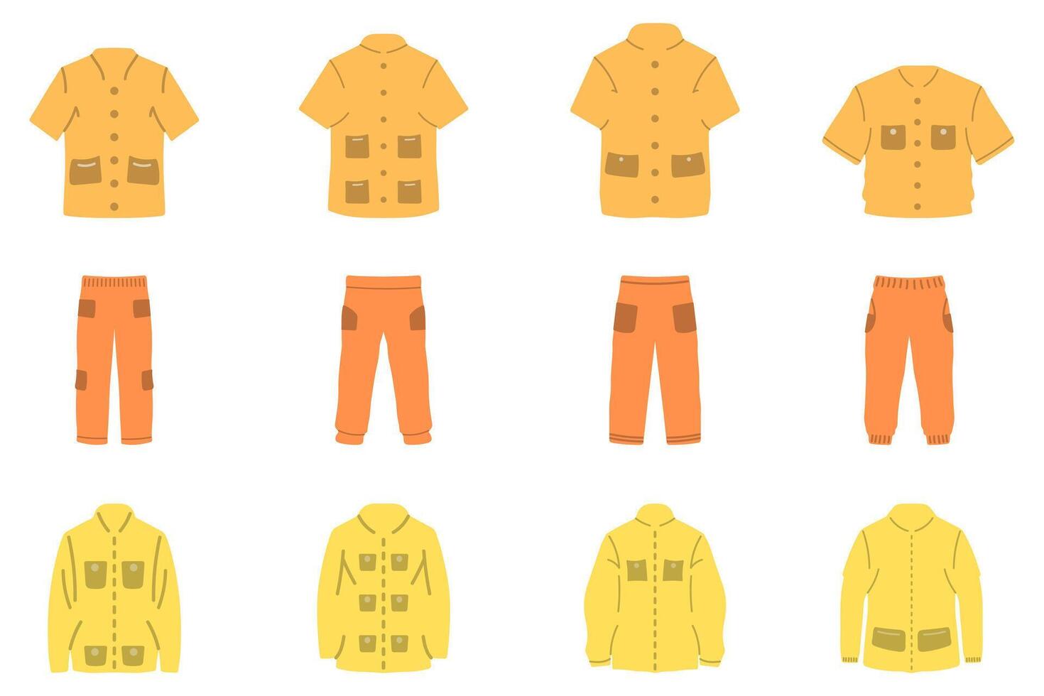 Cargo Clothes Icon Set. Fashion Design vector