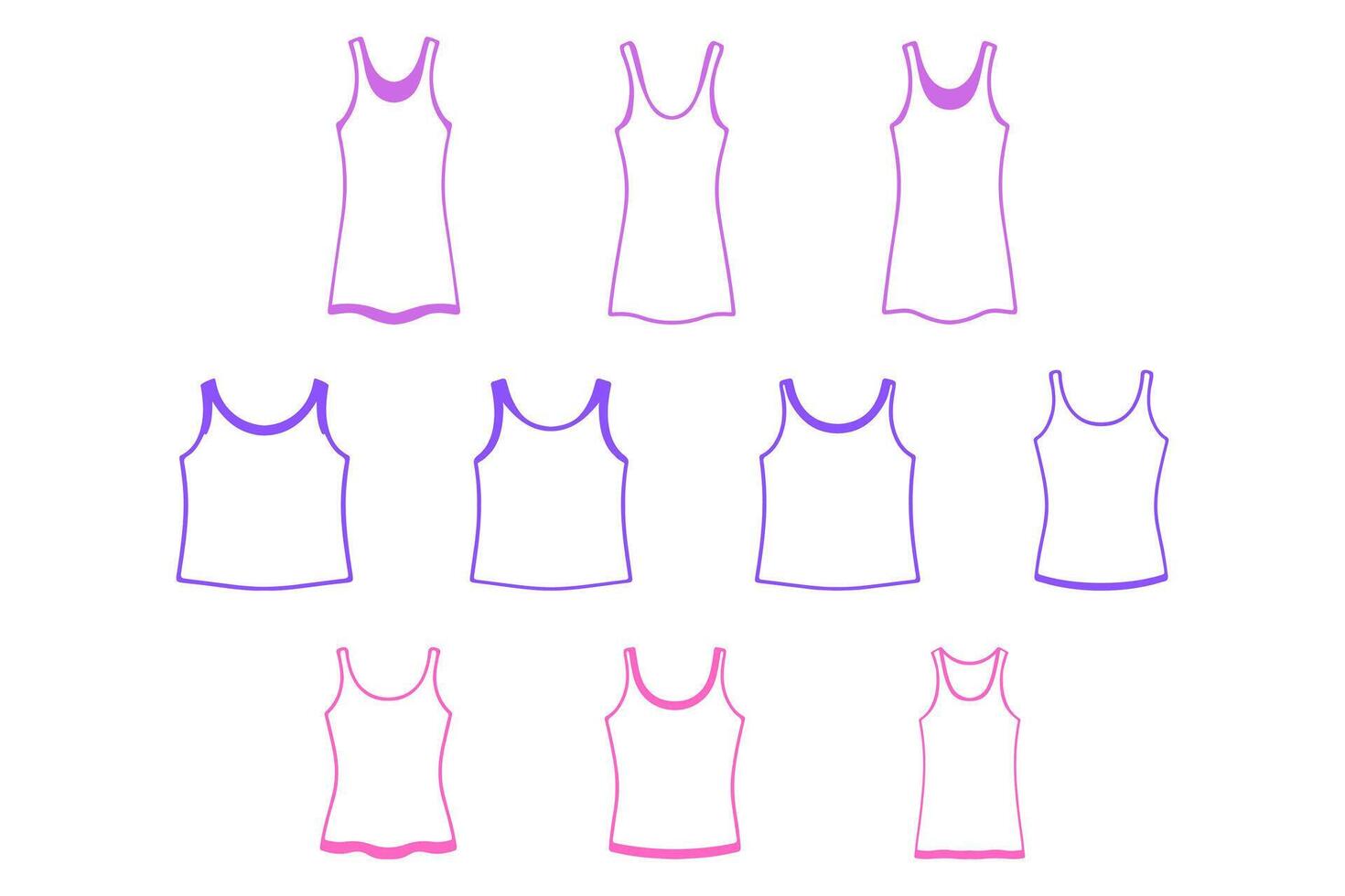 Tank Top Outline Icon Set vector