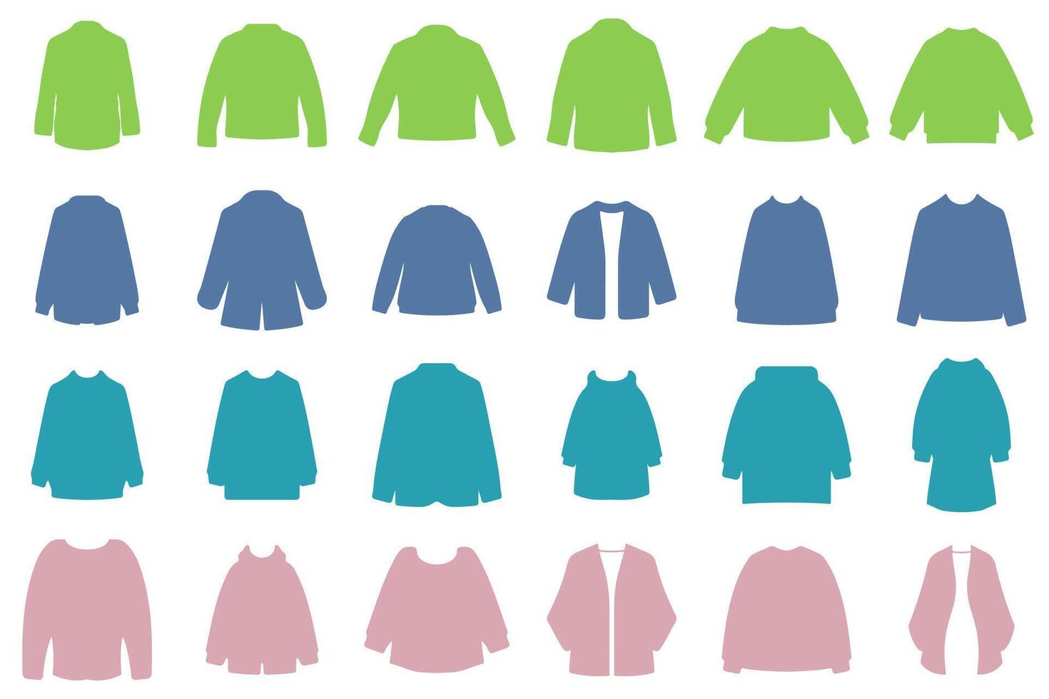 Jacket Silhouette Icon Set Design in Various Styles vector