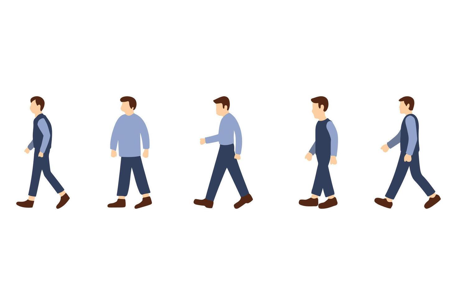 Collection of Man Walking Illustration Set Design vector