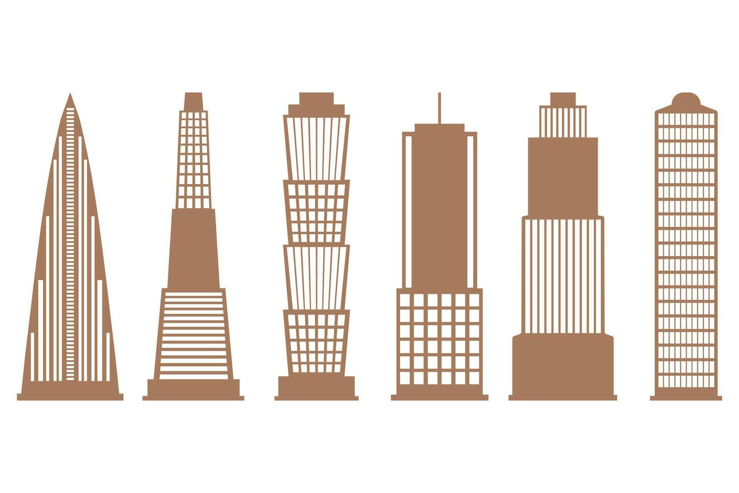Minimalist Skyscraper Building Icon Set Design vector