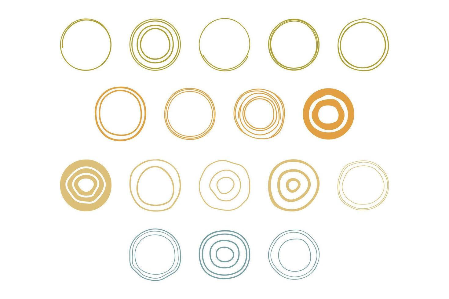 Aesthetic Abstract Line Art Circle Design Set vector