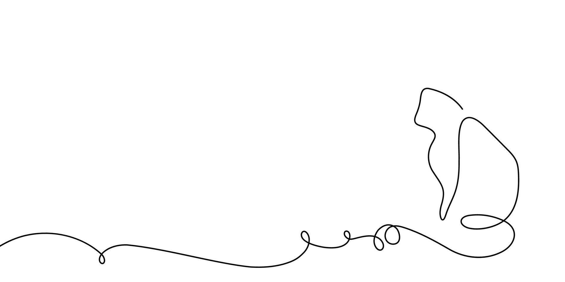Cat line continuous one draw animal pet sketch outline drawing. Two art cat doodle happy couple 2 kitten white black background cute clipart friendship silhouette contour illustration back line vector