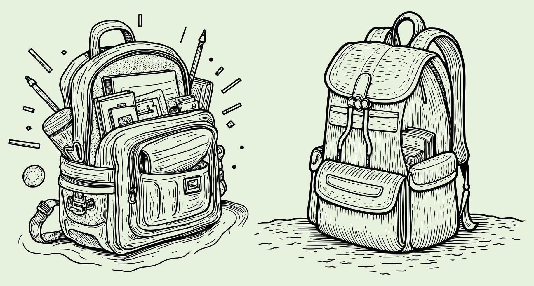 Vintage Backpack Illustration with Books and Scrolls vector