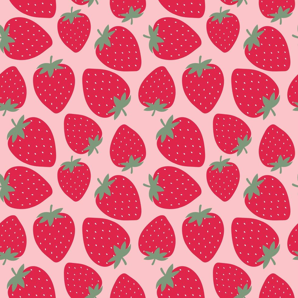 Cute Strawberry pattern. Summer fruit background design for fabric, textile, wrapping paper. vector