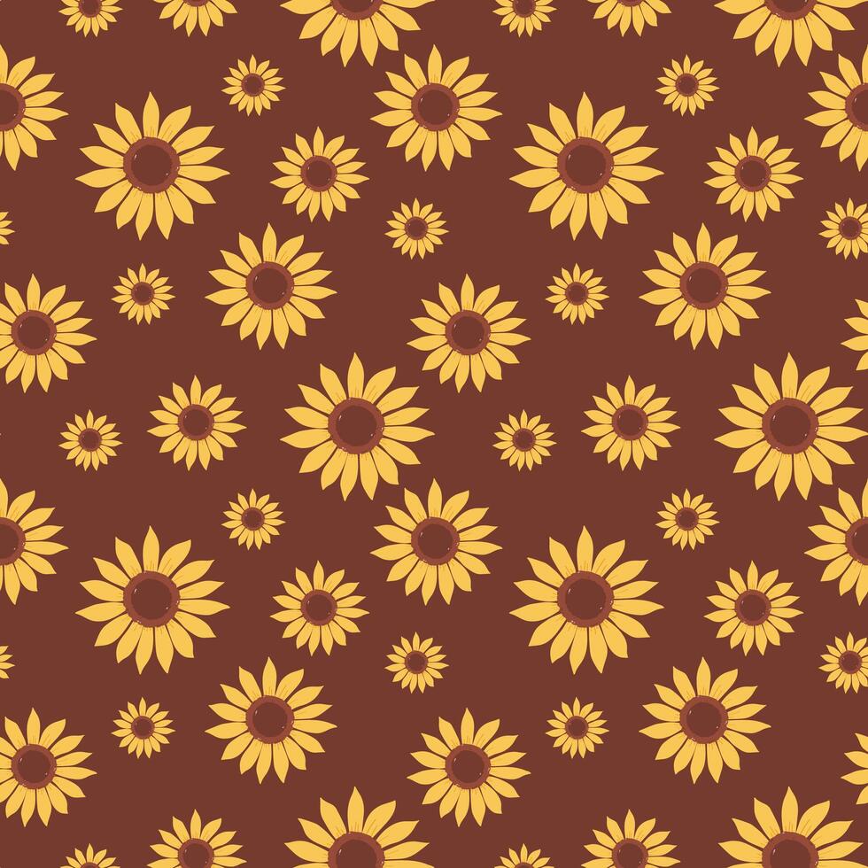 Seamless pattern sunflower head flower vector