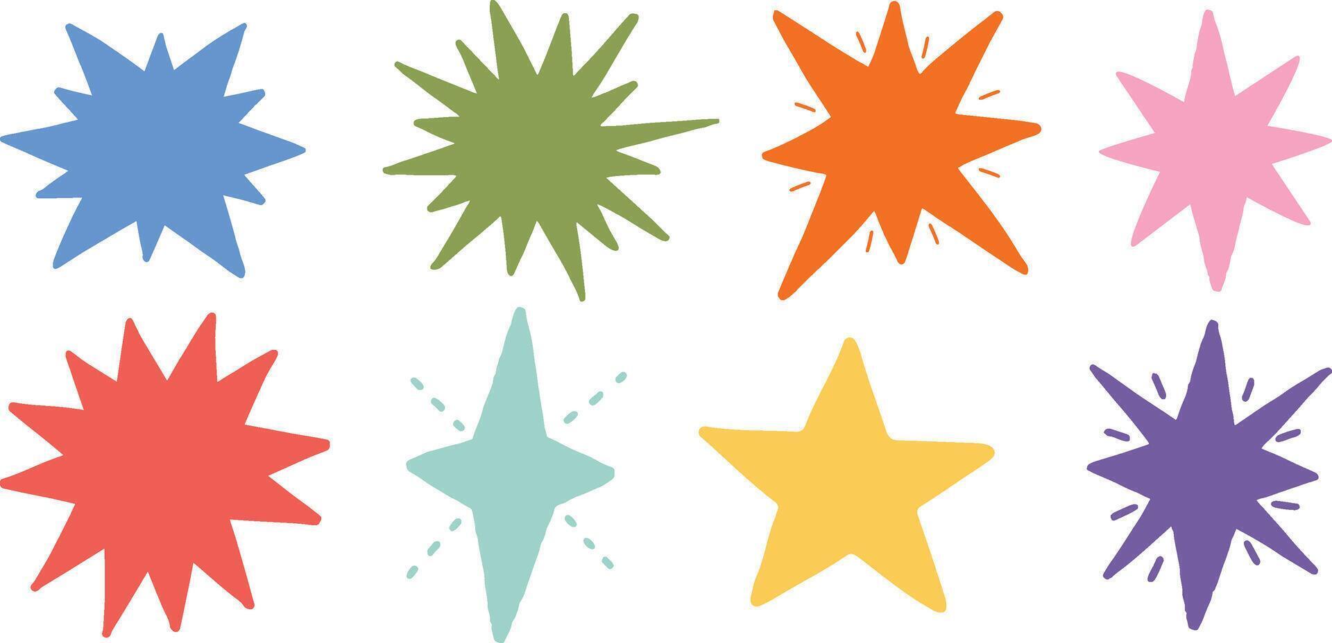 Set of colorful bursting speech bubbles in flat design cute sticker vector