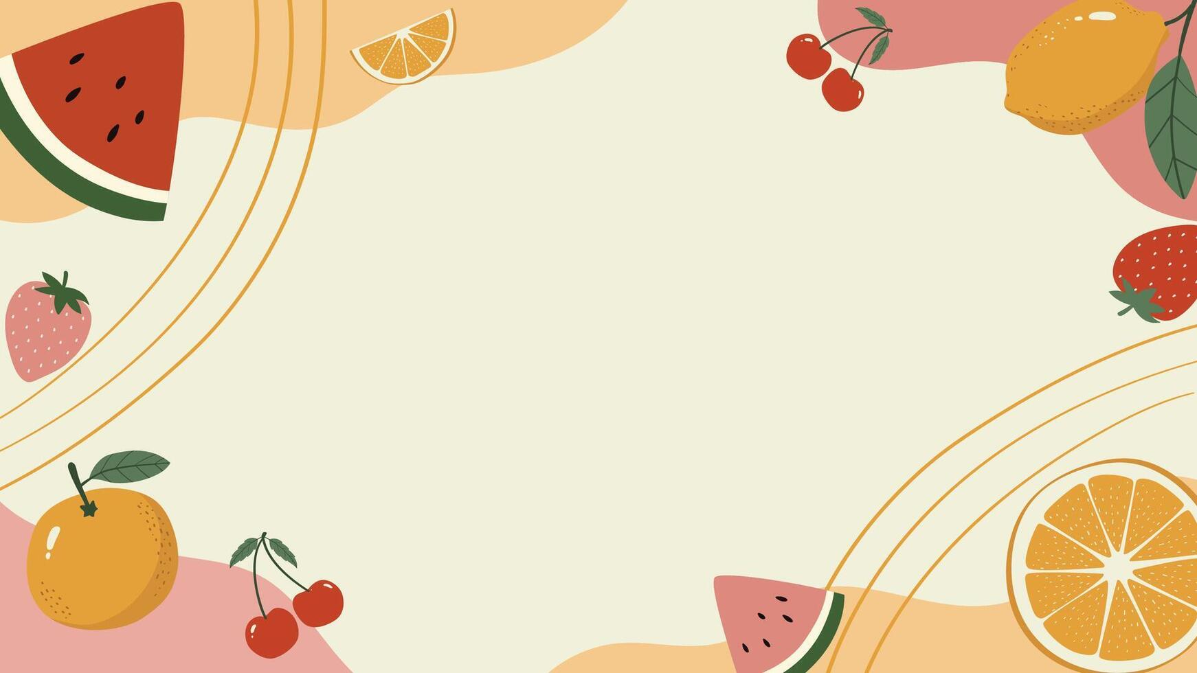 cute summer illustration background with fruits vector