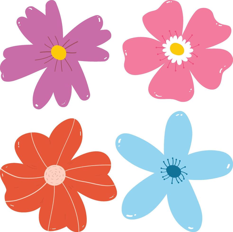 Cartoon Flower Clip Art Set Collection vector