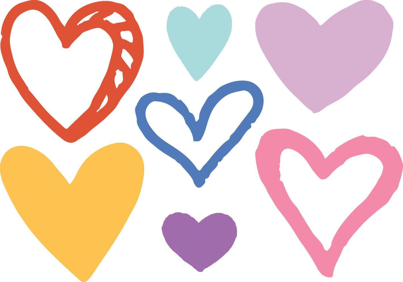 Collection set of doodle hearts vector
