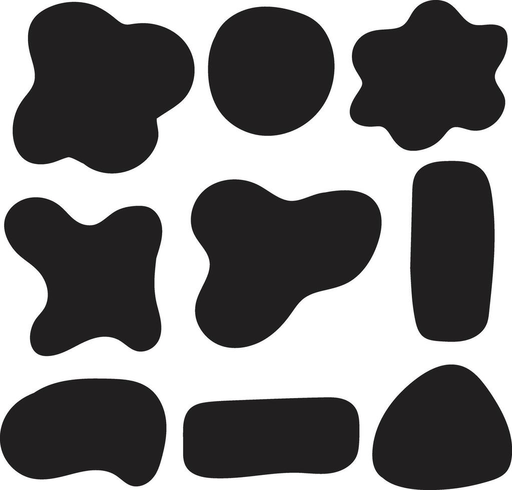 Organic shapes black abstract fluid forms random blobs vector