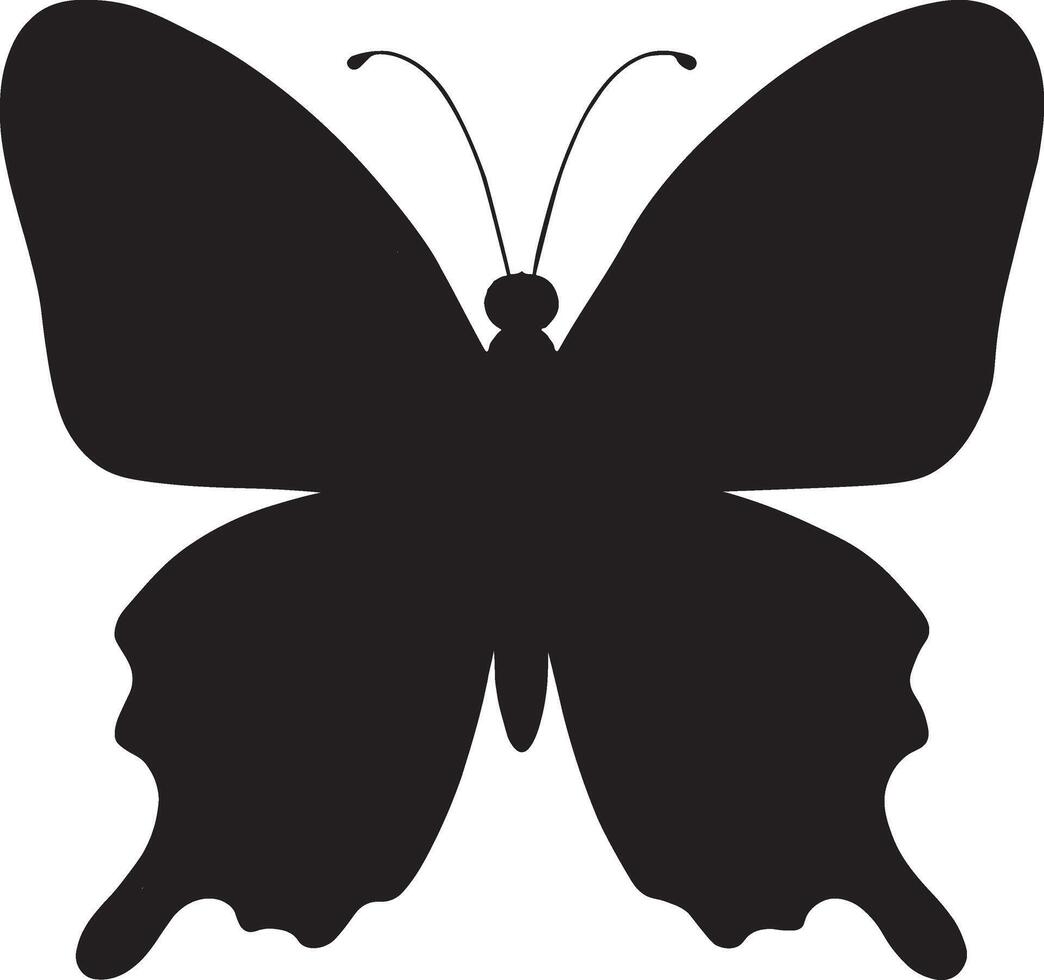 Elegant Black Butterfly Silhouette Against white Background vector