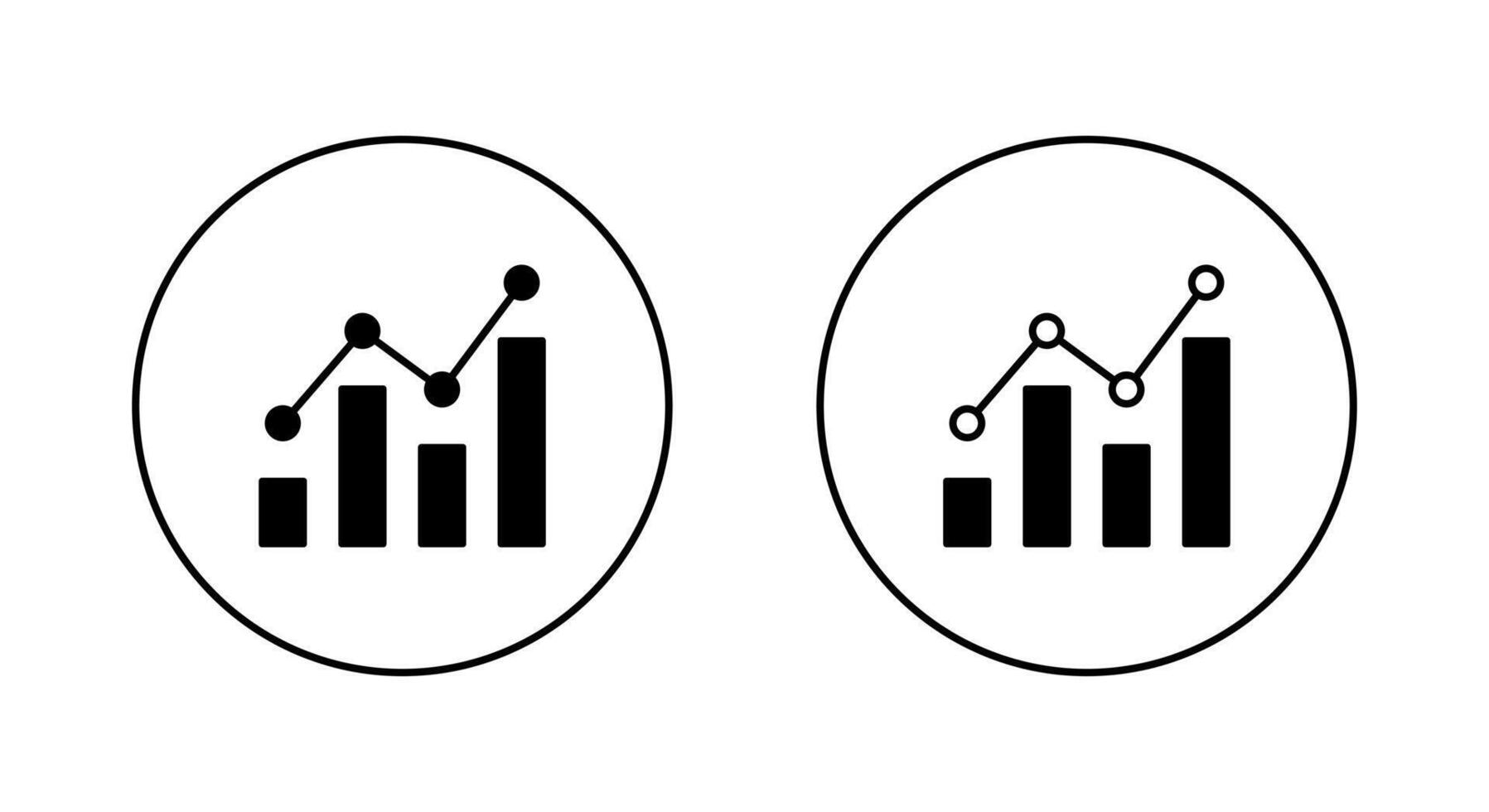 Finance diagram chart icon. Business line graph symbol on circle outline vector