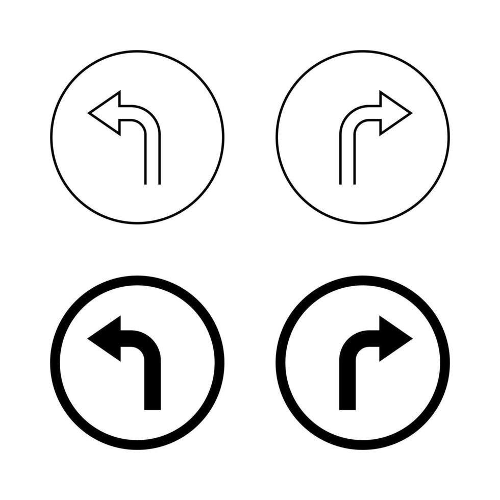 Two way turn arrow icon. Left and right turn sign on circle line vector