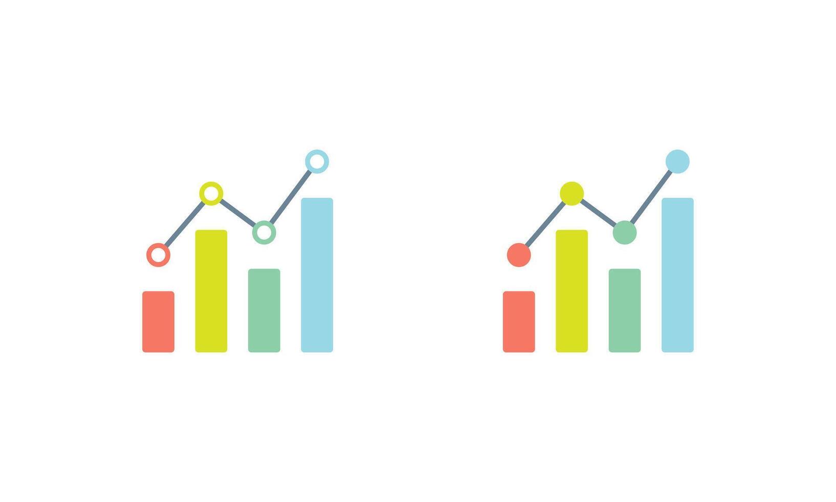 Flat bar and line chart icon. Colorful data visualization symbol vector