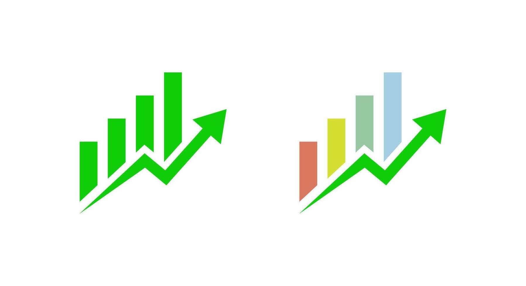 Colorful business growth bar chart icon. Success graph sign. Financial improvement diagram symbol vector