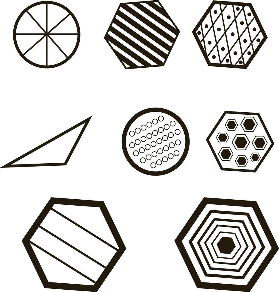 Abstract geometric shape icons set for web and communication design vector