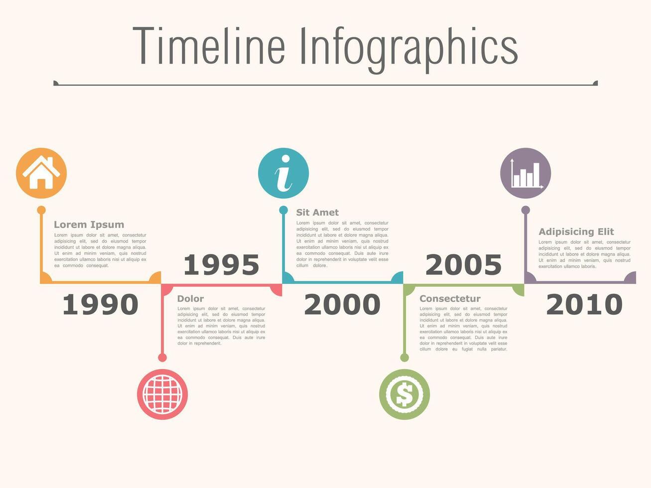 Horizontal timeline infographic design template vector