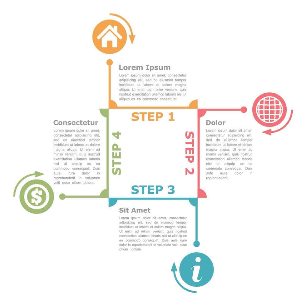 Diagram template with four steps vector