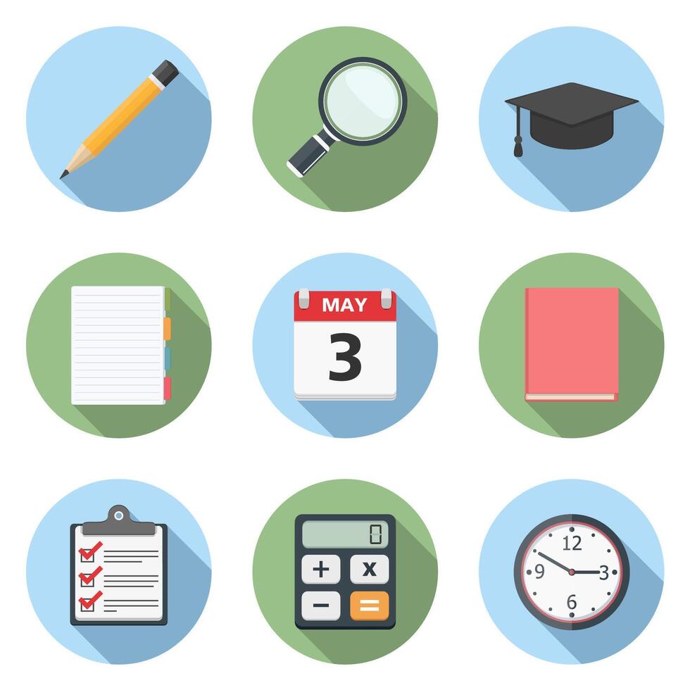 Study icons for students and learning vector
