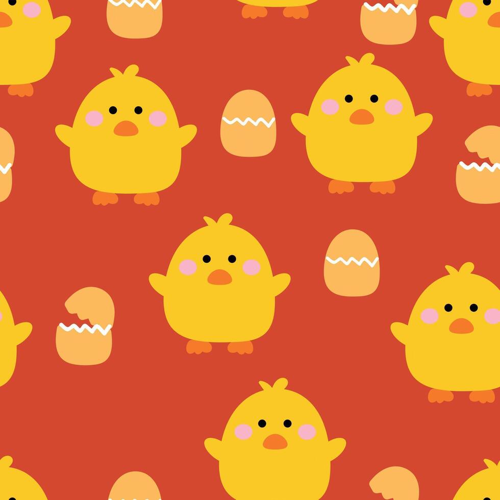 Cute chicks and eggs pattern vector