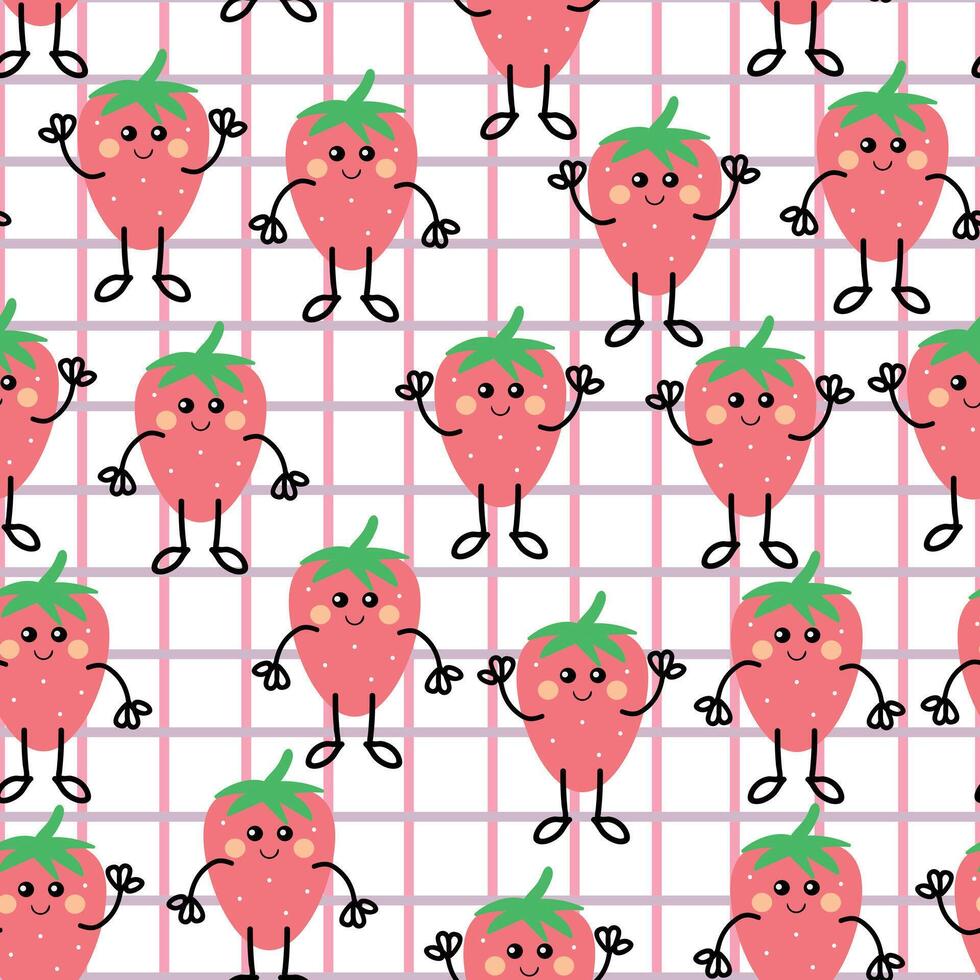 Cartoon strawberries pattern design vector
