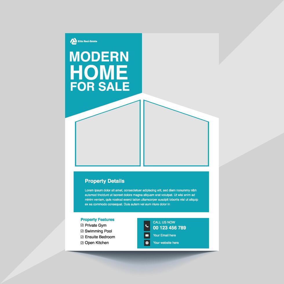 Home Sale Professional Flyer For Real Estate Agency.A stylish and effective flyer for real estate professionals to advertise homes for sale. vector