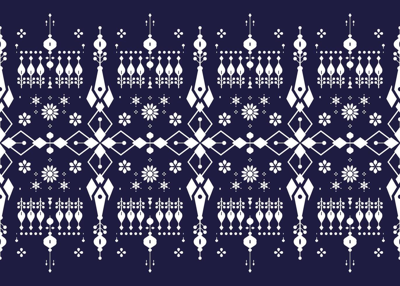ethnic fabric seamless pattern, blue and white style, design for cloth, carpet, batik, wallpaper, wrapping vector