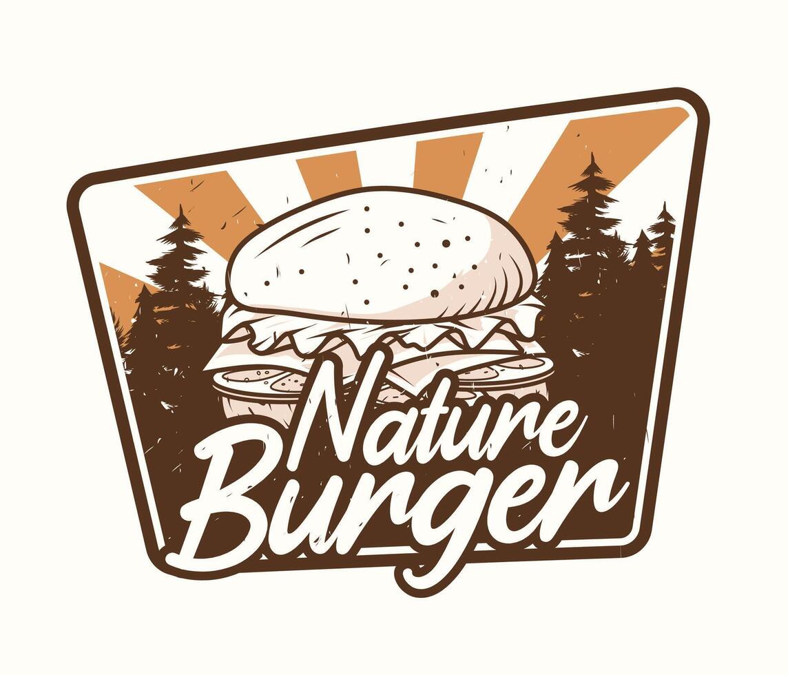 Nature Burger Logo Badge Design vector