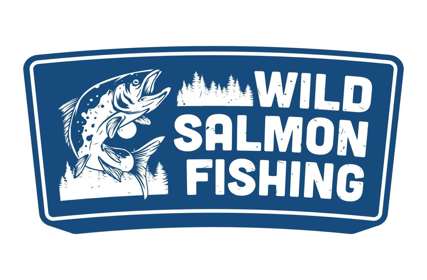 Wild Salmon Fishing Badge Design vector
