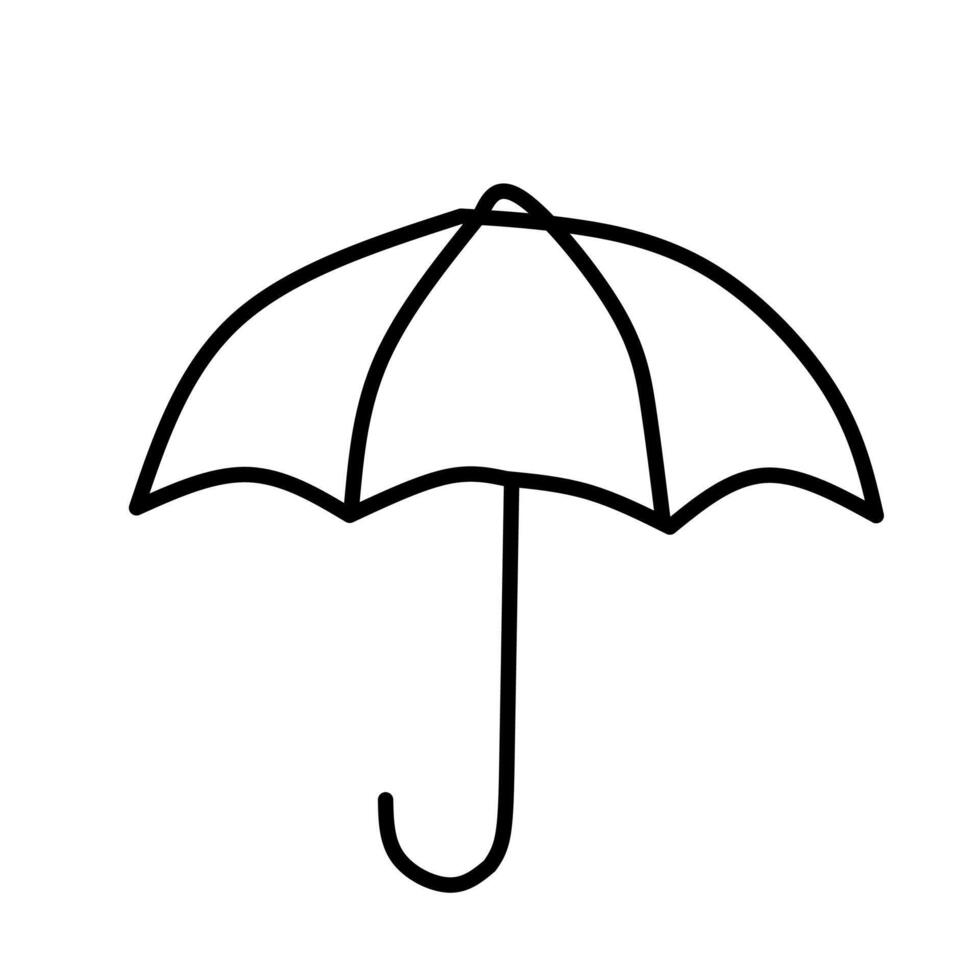 Simple outline of an open umbrella. A clean line art illustration perfect for weather, rain, protection, and outdoor themes. vector