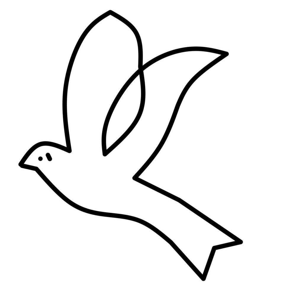 A black and white drawing of a dove vector
