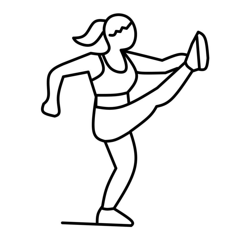 Woman stretching or performing a yoga pose. A clean line art illustration perfect for fitness, health, wellness, and exercise-related designs. vector
