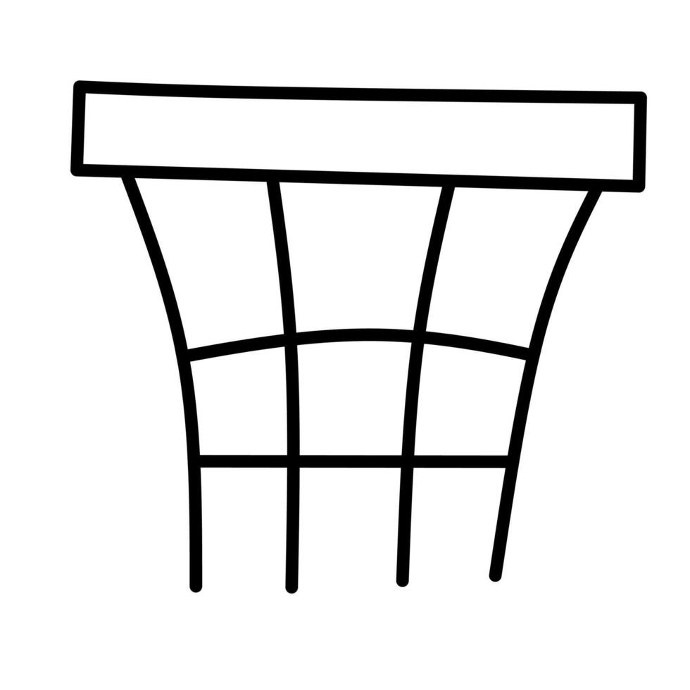 Simple basketball hoop net outline. A clean line art illustration perfect for sports themes, game designs, and basketball-related content. vector