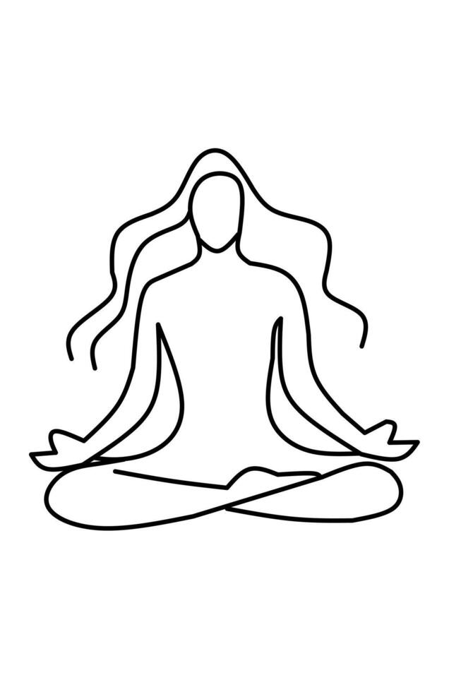 A woman in yoga pose with long hair vector